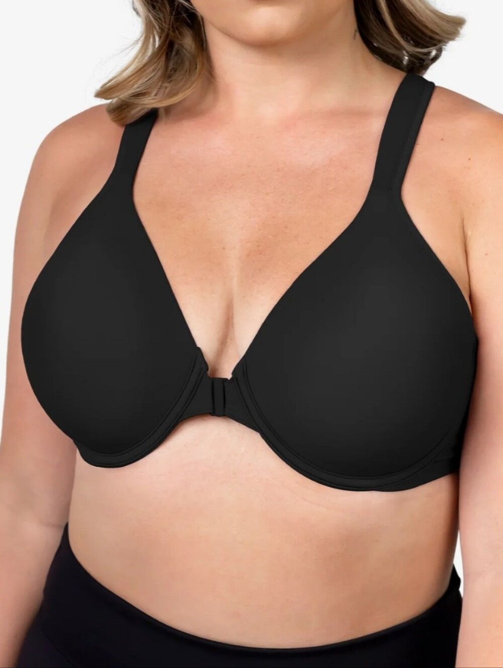 Leading Lady 5415 Brigitte Racerback Bra Lightly Lined T-shirt Bra, Black, 42B
